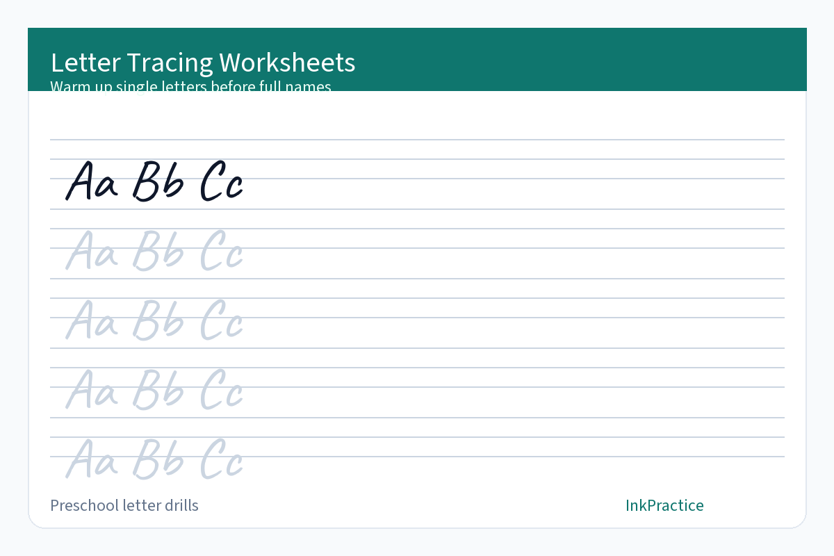 Letter tracing worksheets sample for preschool warm-ups